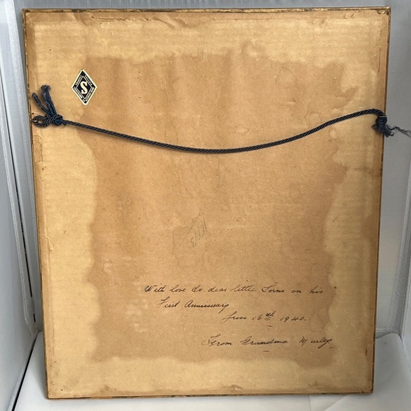 Vintage Framed Prayer Embroidered Childs Bedtime Angels Signed Dated 1940 - Picture 7 of 8